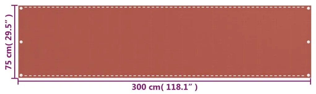 Tela de varanda 75x300 cm PEAD terracota