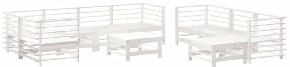 10pcs conjunto lounge jardim c/almofadões madeira maciça branco