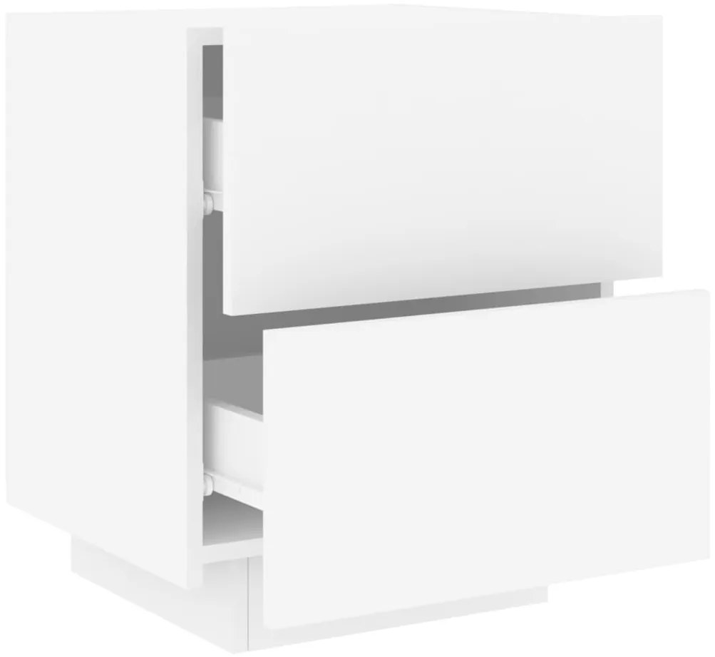 Mesas de cabeceira c/ luzes LED 2 pcs derivados madeira branco