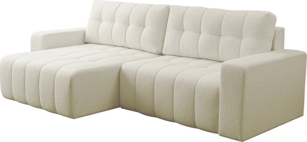Sofá de canto Cura, Cama com arrumação, 245x143x86cm, 139.5 kg, Pernas: Plástico