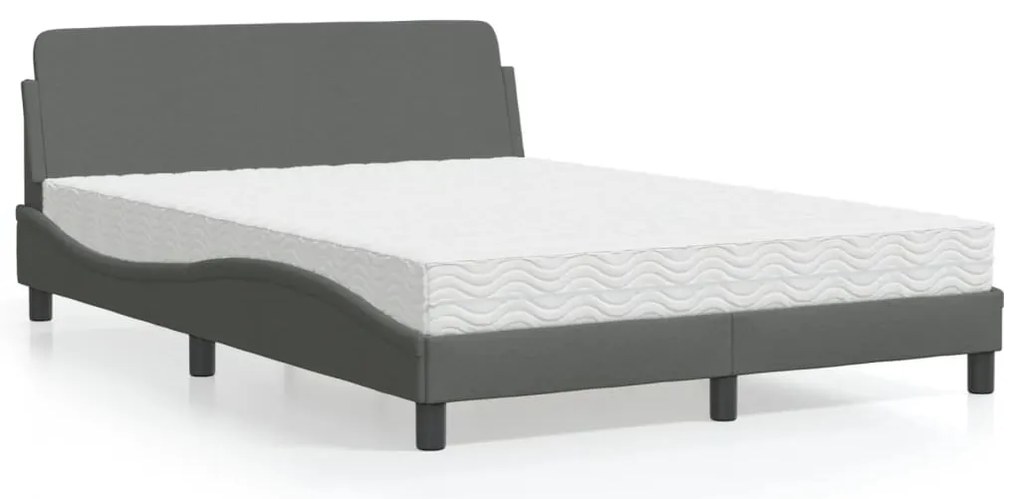 Cama com colchão 140x200 cm tecido cinzento-escuro