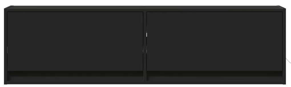 Móvel de parede para TV com luzes LED 140x31x38 cm preto