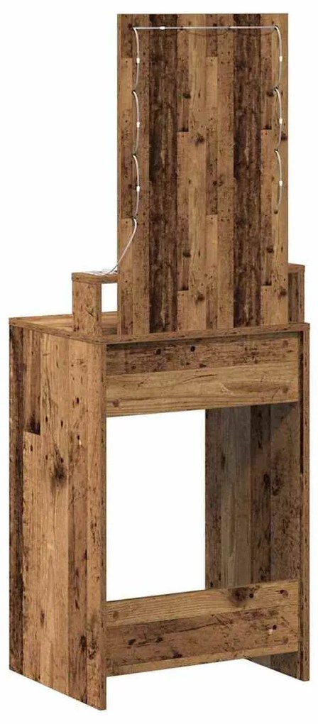 Mesa de Maquiagem vidaXL com Luzes de LED Madeira Antiga 50x41x140 cm