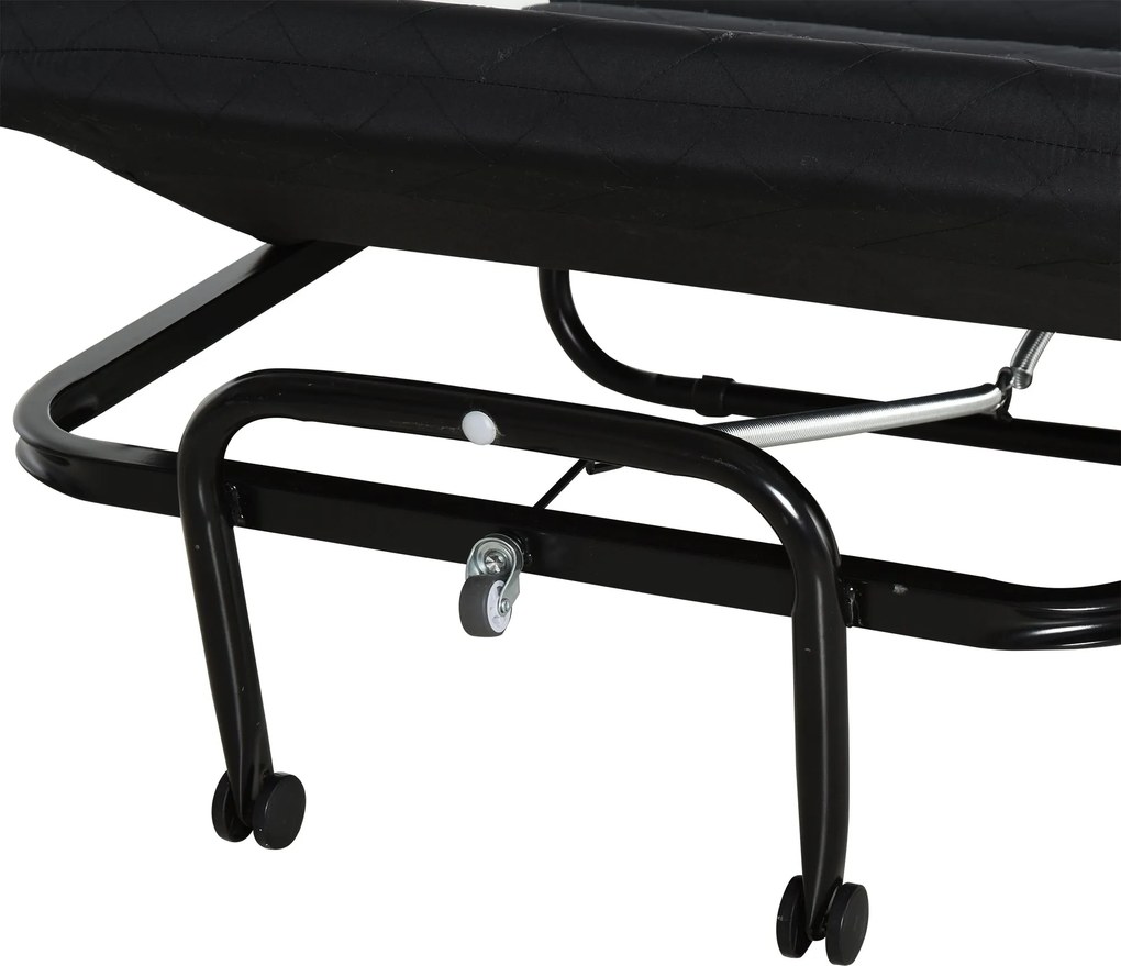 Cama Dobrável "Host" com Apoio de Cabeça Ajustável - Preto - 184x65x26