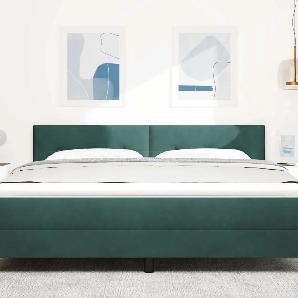 Cabeceira LED vidaXL Botão Tufted Verde Escuro 90 cm Veludo