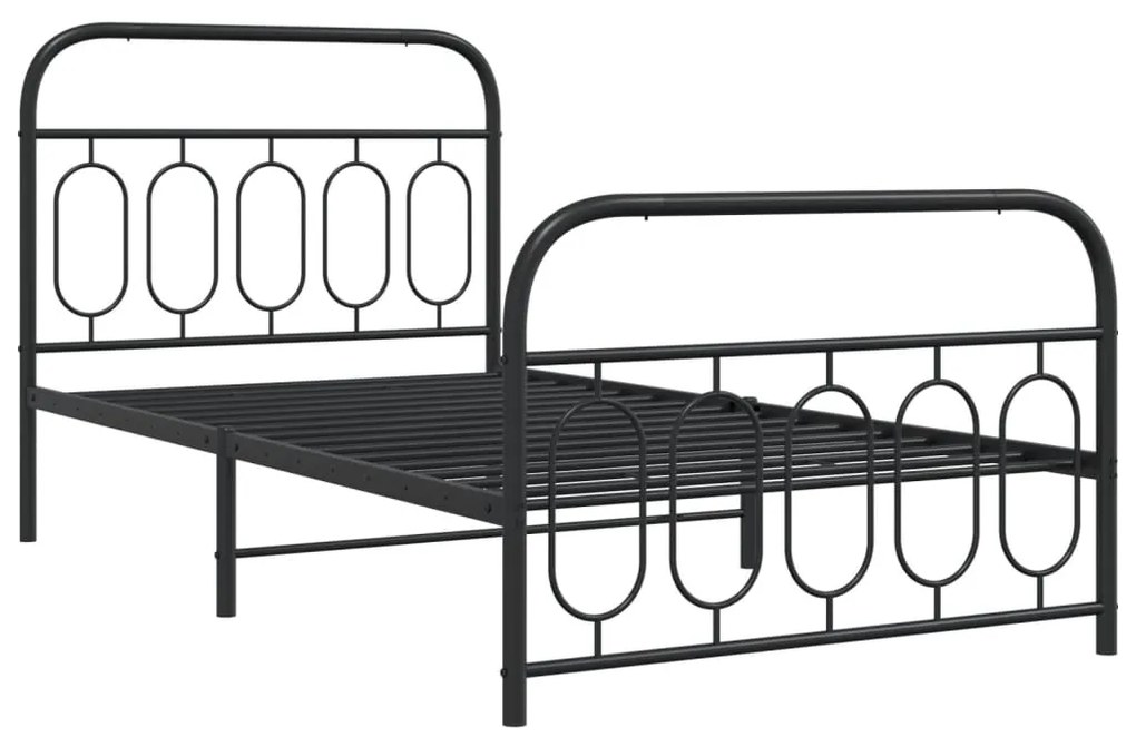 Estrutura de cama com cabeceira e pés 100x190 cm metal preto