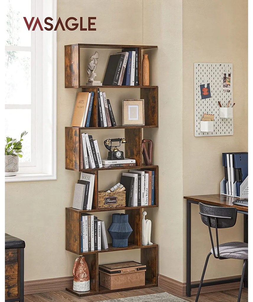 Estante sala com 6 prateleiras 70 x 24 x 190,5 cm Castanho Vintage