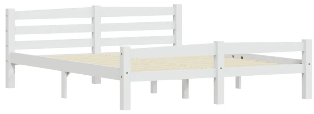 Estrutura de cama em pinho maciço 160x200 cm branco