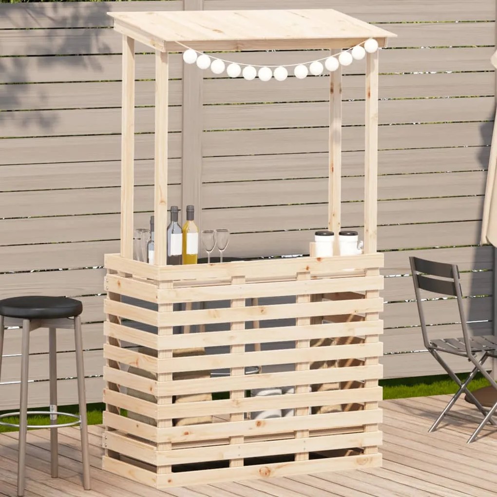 vidaXL Mesa de bar exterior c/ telhado 112,5x57x195,5cm madeira maciça