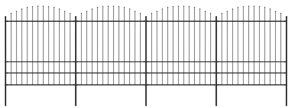 vidaXL Cerca de jardim com topo em lanças (1,75-2)x6,8 m aço preto