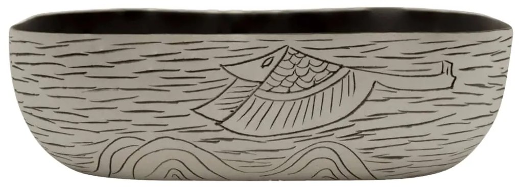Lavatório bancada retang. 48x37,5x13,5 cm cerâmica cinza/preto
