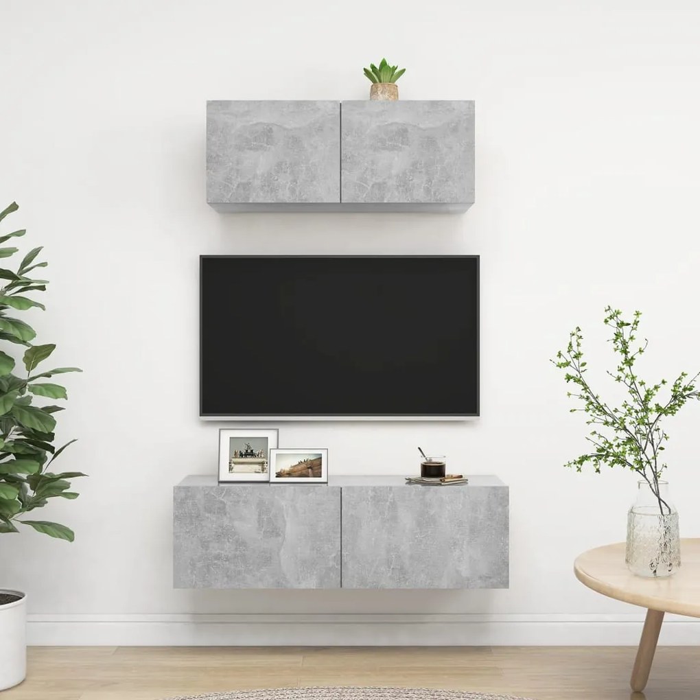 vidaXL 2 pcs conjunto de móveis de TV derivados madeira cinza cimento