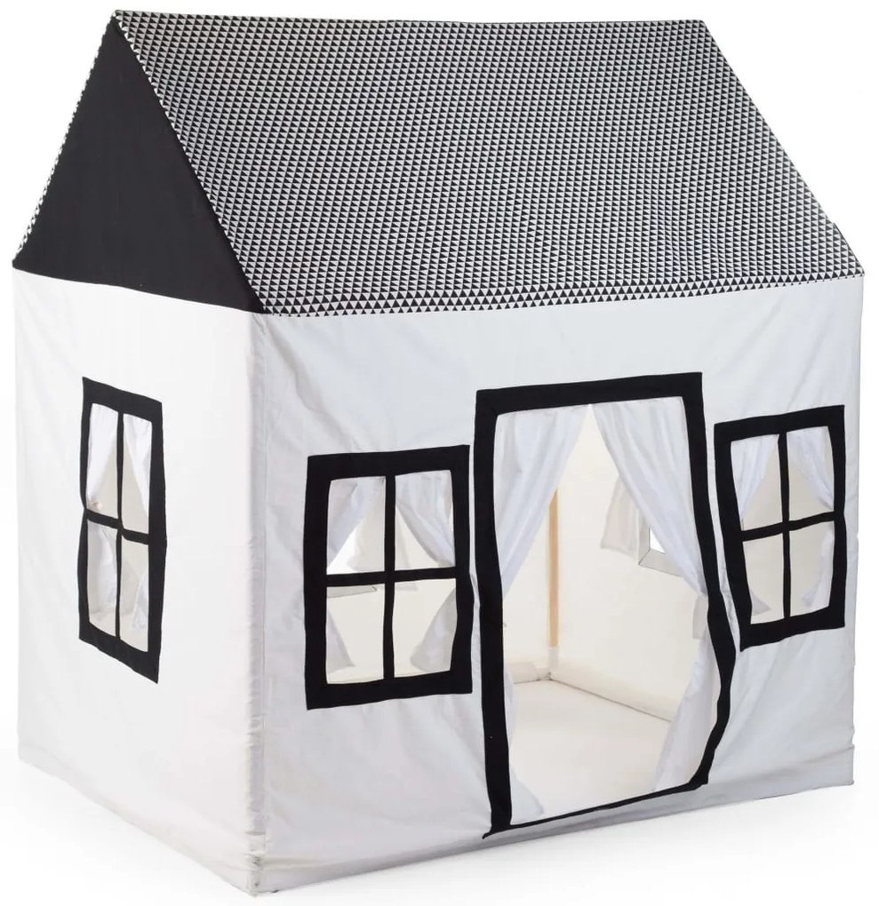 431127 CHILDHOME Casa de brincar 125x95x145cm lona branco e preto
