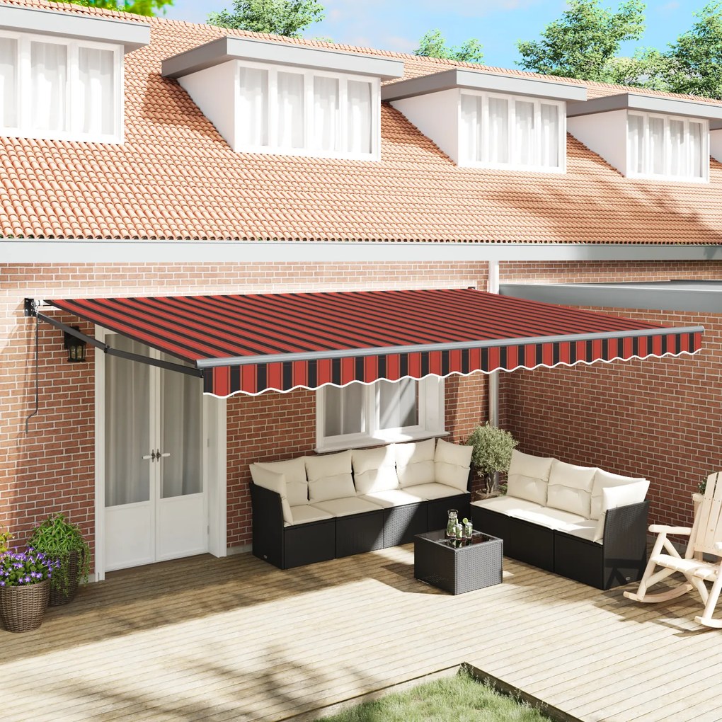 vidaXL Toldo Retrátil Automático Laranja e Marrom 500x300 cm