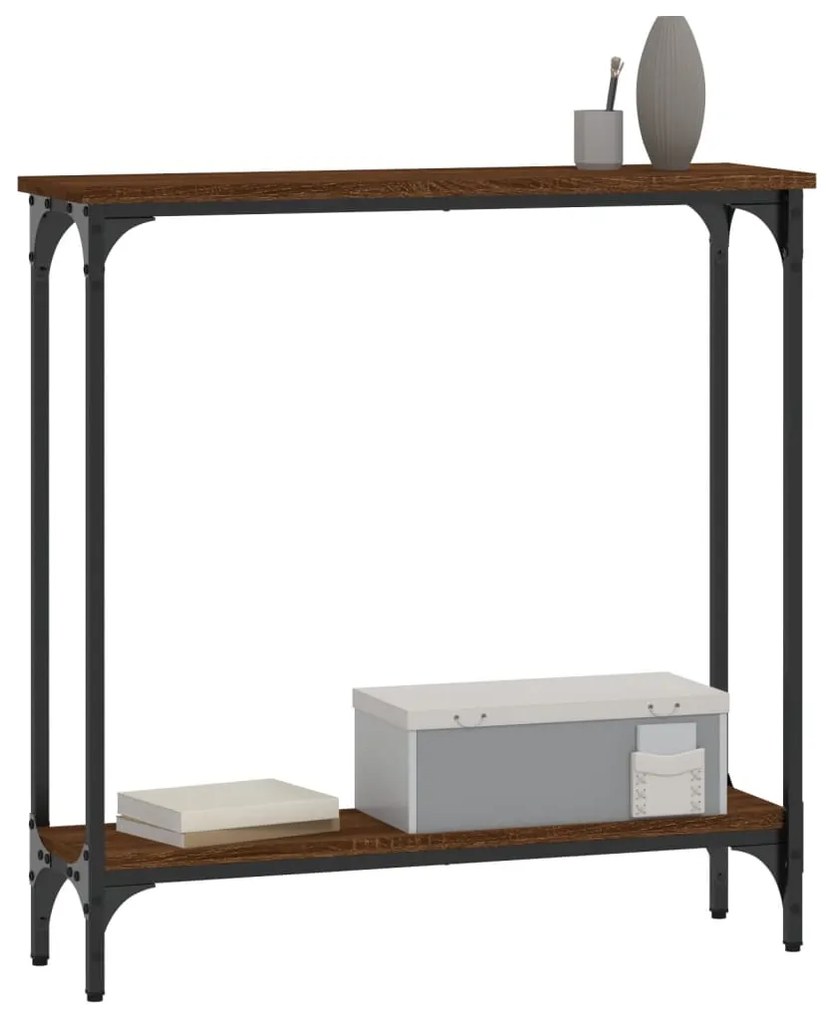 Mesa consola 75x22,5x75 cm derivados madeira carvalho castanho