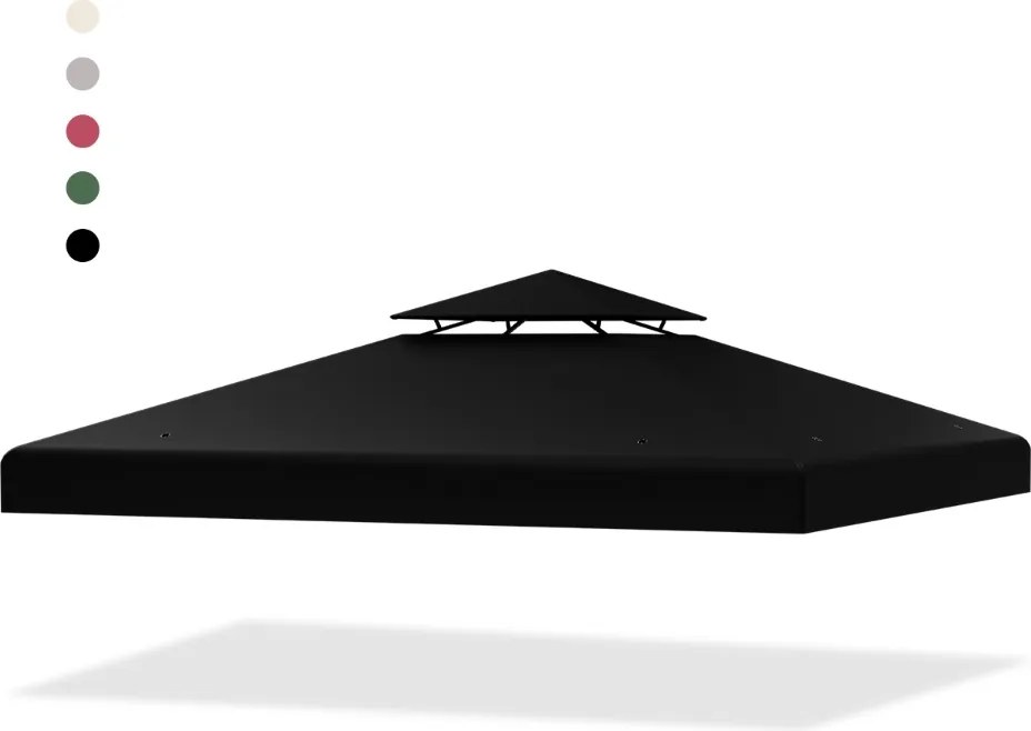 Toldo de substituição para tenda (NÃO INCLUIDA) de 2 andares de 300 x 300 cm com fivelas de alumínio, ganchos e fechos Preta