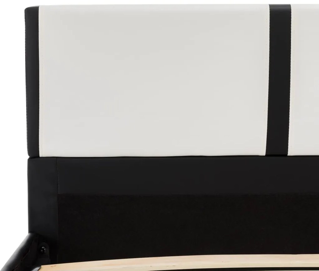 Estrutura de cama 90x200 cm couro artificial preto e branco