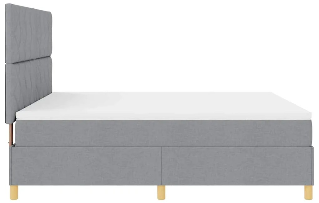 Cama Box Spring com Colchão e LED Cinza Claro 180x200 cm Tecido
