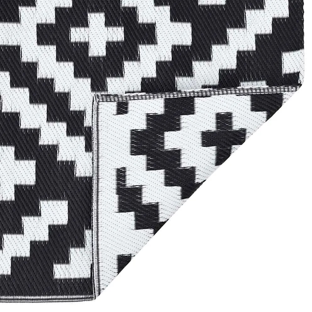 Tapete de exterior 160x230 cm ARAKIL PP branco e preto