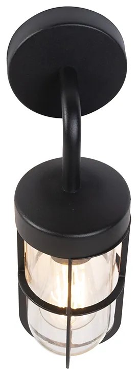 Candeeiro de parede exterior rústico preto com vidro - Elza