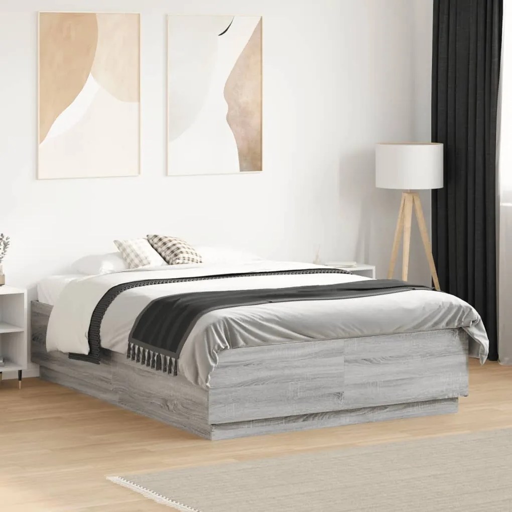 Estrutura cama 120x190 cm derivados de madeira cinzento sonoma