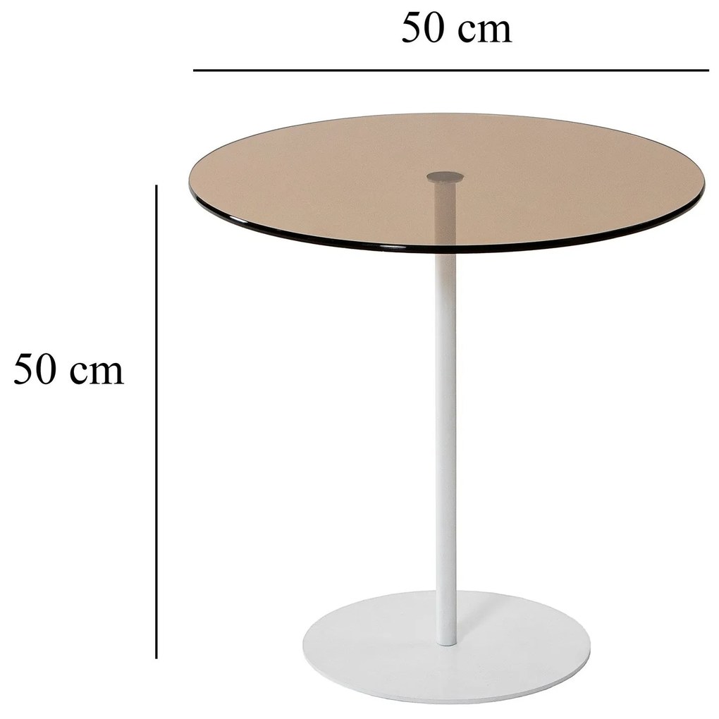 Mesa Lateral Chill-Out – Branco Bronze – 50cm x 50cm x 50cm