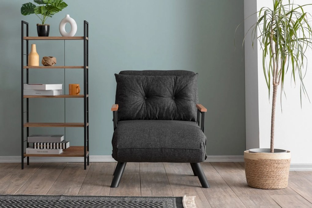 Sofá-cama de 1 lugar Sando – Cinzento Escuro – 175x60 cm