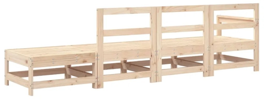 4 pcs conjunto lounge de jardim madeira de pinho maciça