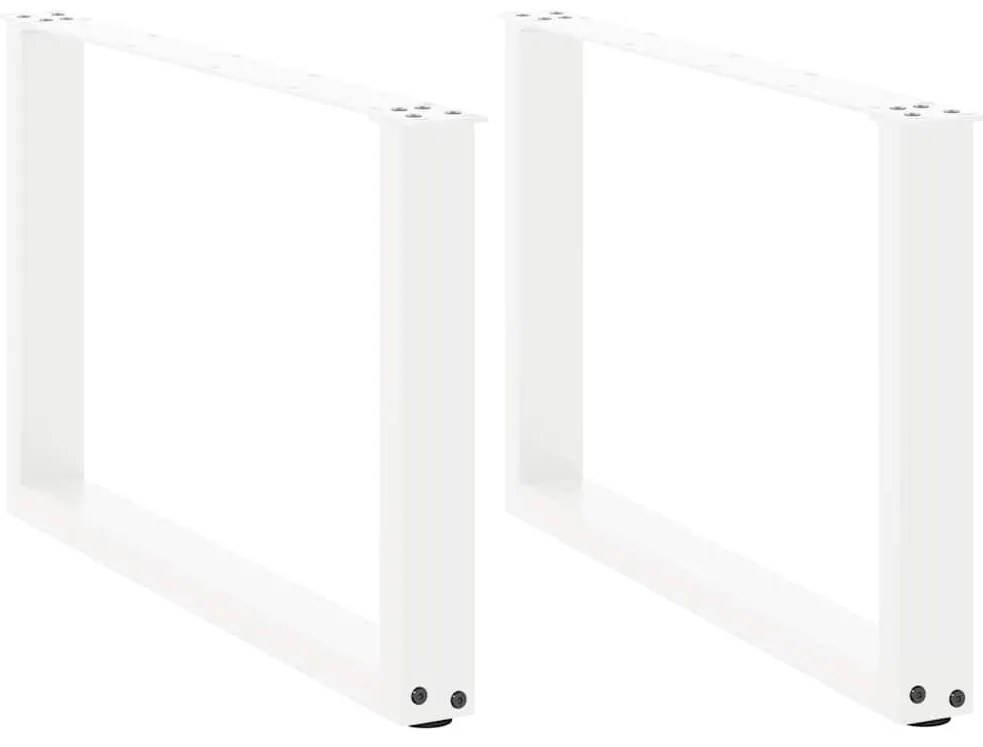 vidaXL Pés para mesa de centro em formato de U, 2 peças, branco, 60x (42-43) cm, aço