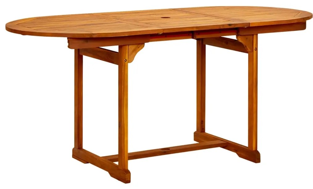 Mesa de jantar p/ jardim (120-170)x80x75 cm acácia maciça