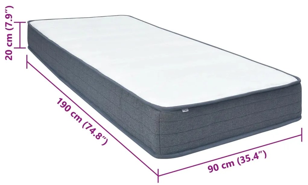 Colchão para cama box spring 190x90x20 cm tecido