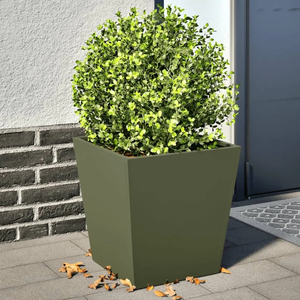 vidaXL Vaso/floreira de jardim 2 pcs 40x40x40 cm aço verde azeitona