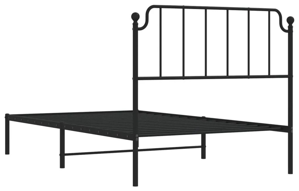 Estrutura de cama com cabeceira 107x203 cm metal preto