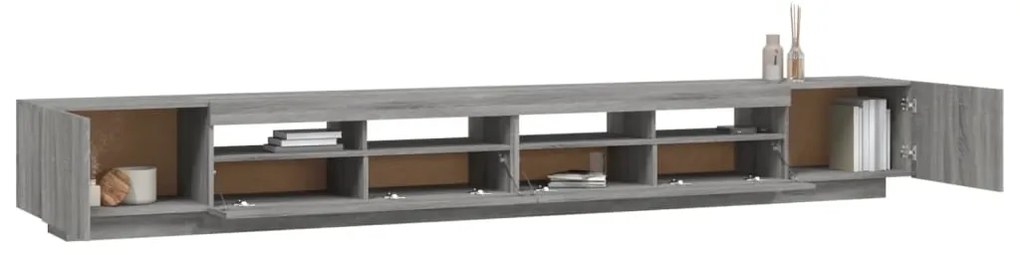 Conjunto móveis de TV 3 pcs c/ LEDs madeira sonoma cinzento
