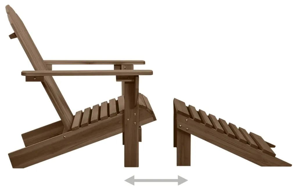 Cadeira de jardim Adirondack c/ otomano e mesa abeto castanho