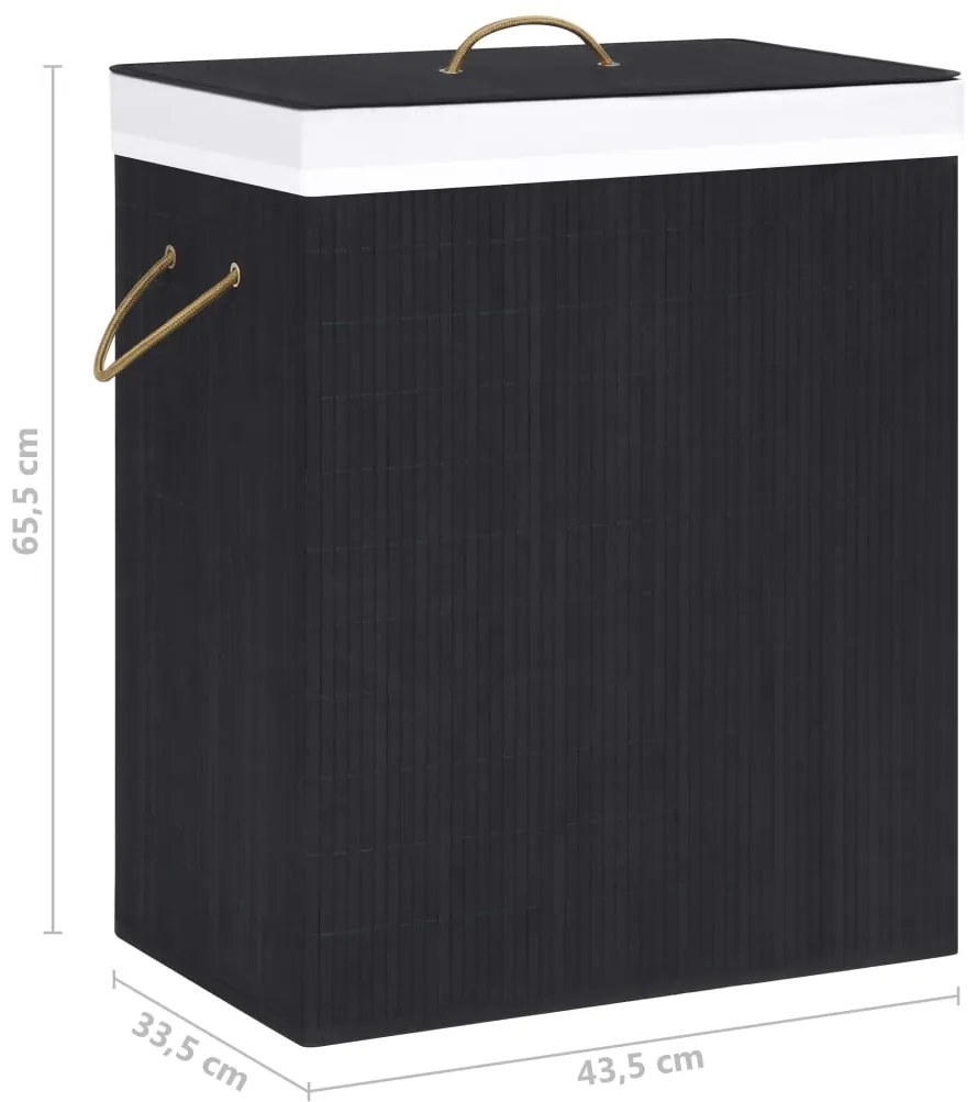 Cesto para roupa suja c/ secção única 83 L bambu preto