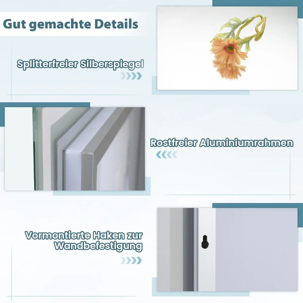 Armário de banheiro de parede com 2 portas de acrílico, armário de remédios - branco