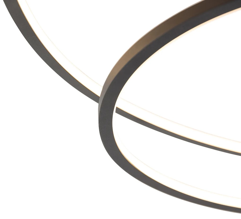 Candeeiro de teto preto 78 cm com LED regulável em 3 níveis - Rowin Design