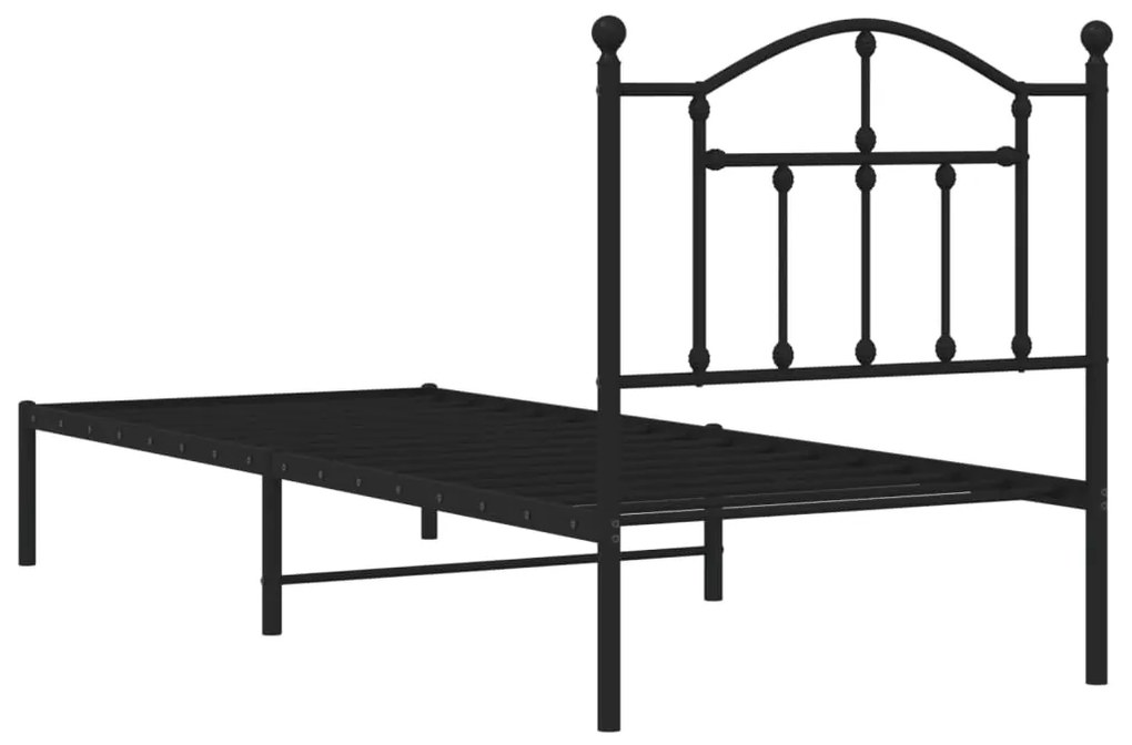 Estrutura de cama com cabeceira 90x200 cm metal preto