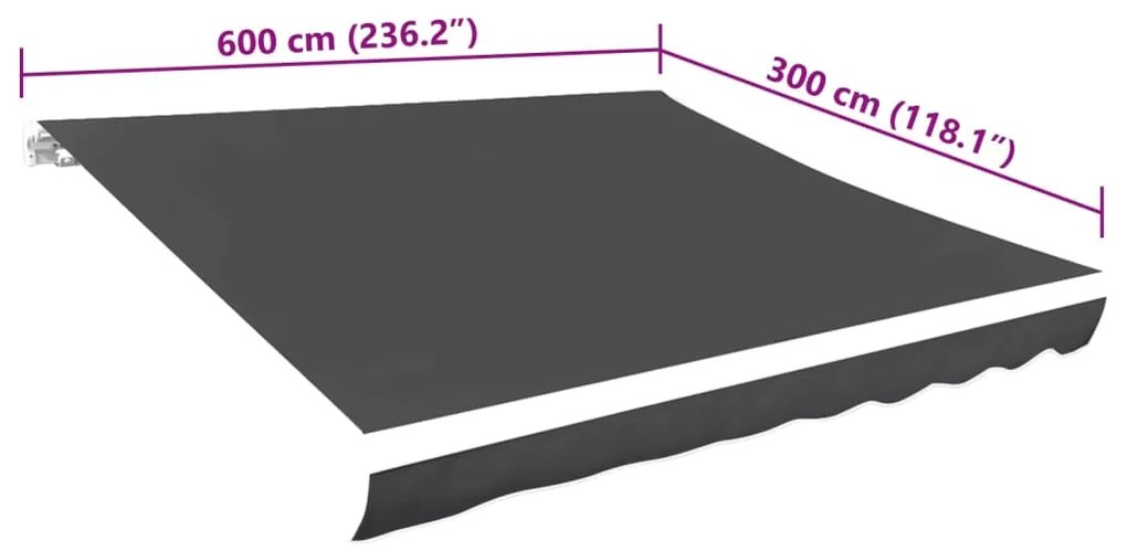 Lona para toldo antracite 600x300 cm