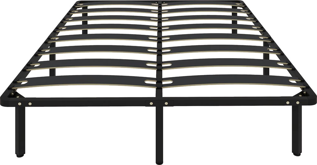 Estrutura de Cama 160x200 cm (COLCHÃO NÃO INCLUIDO) com Espaço de Armazenamento Abaixo e Ripas de Álamo Fácil de Montar Carga 350 kg Preto