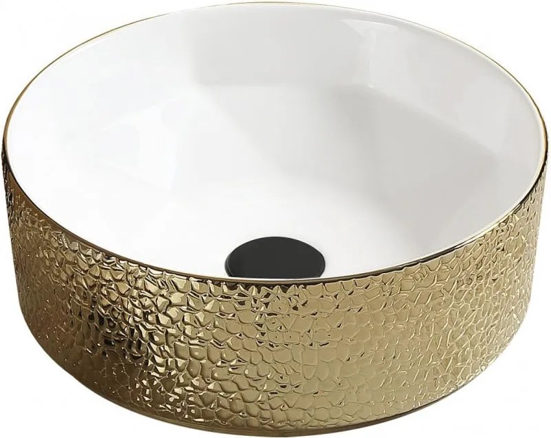 Mexen Clarisa lavatório de bancada 41 x 41 cm, branco/dourado - 22074153
