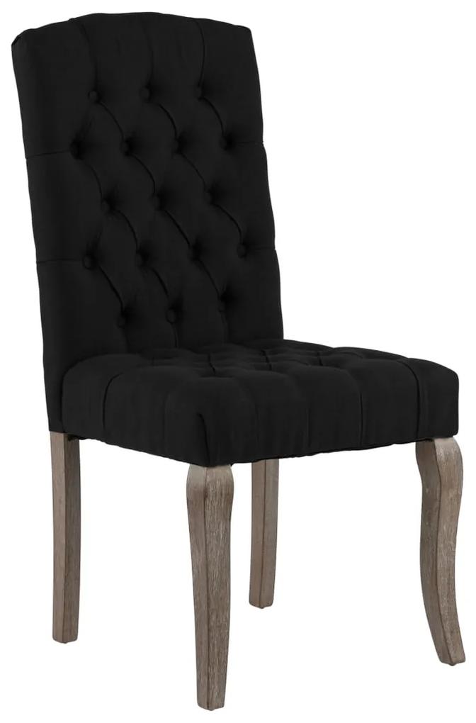 Cadeiras de jantar 2 pcs tecido aspeto linho preto - 183911
