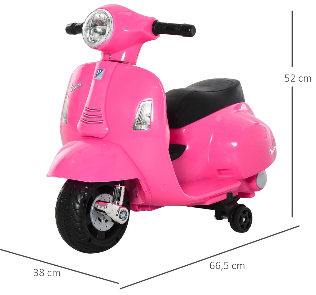 Mota elétrica 6V ara crianças 1,5 a 3 anos com licença faróis buzina e 4 rodas 66,5x38x52 cm Rosa