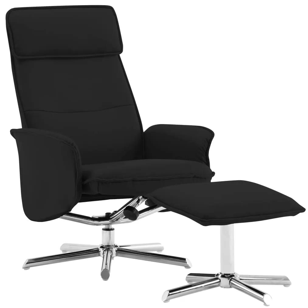 289836 vidaXL Cadeira reclinável c/ apoio de pés couro artificial preto