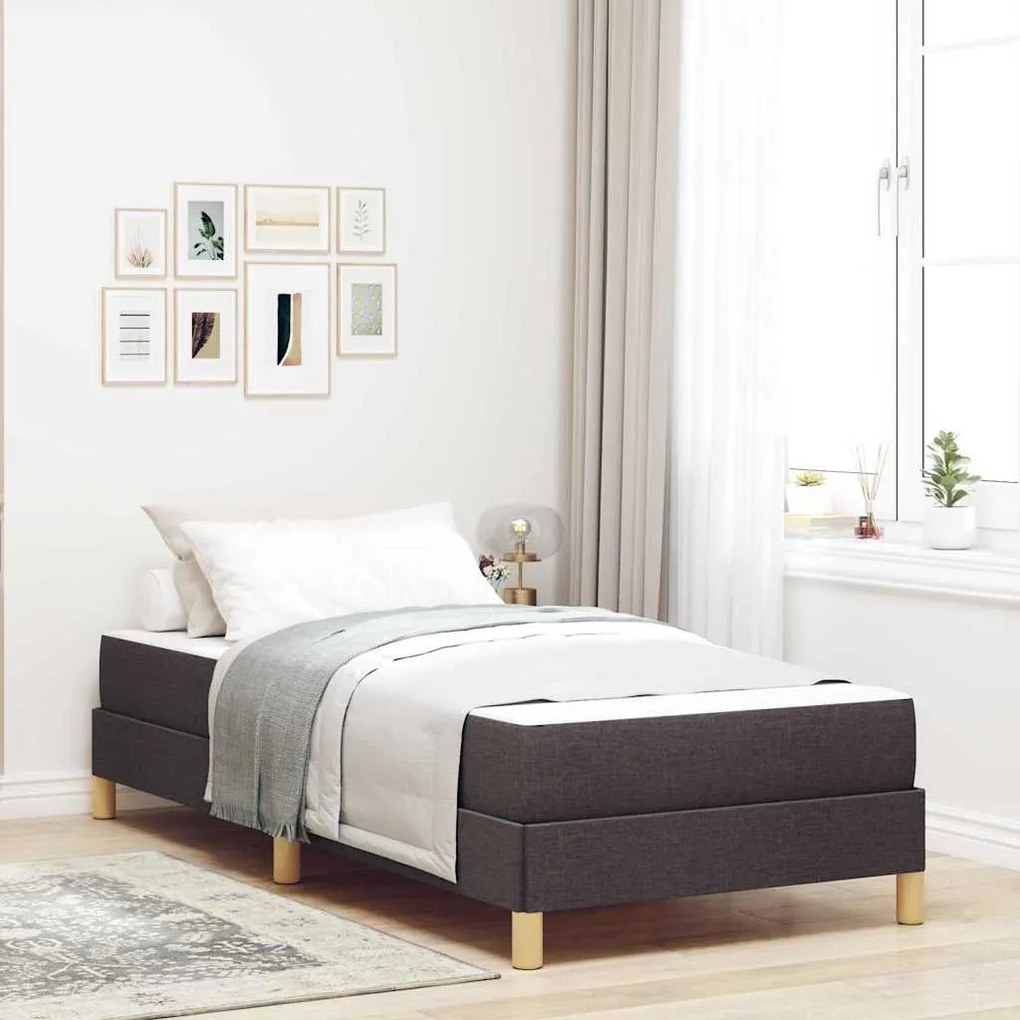 vidaXL Cama Box com colchão Marrom Escuro 80 x 200 cm tecido