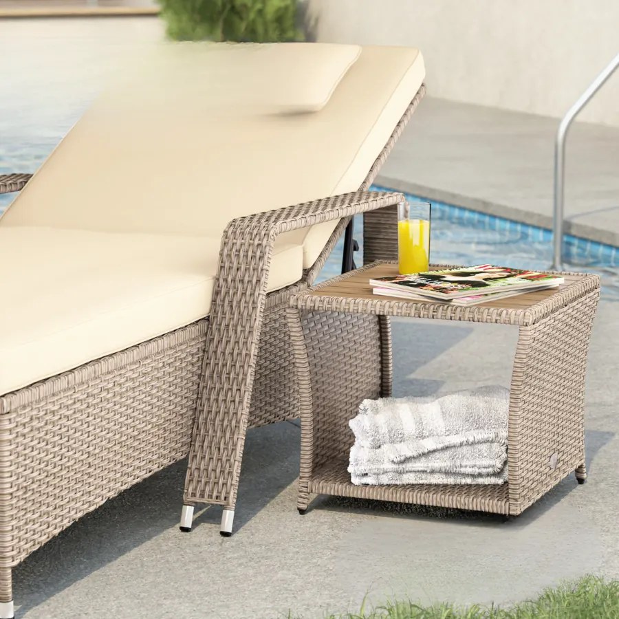 Mesa de apoio Jardim Polyrattan 45x45x40cm creme