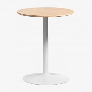 Mesa De Jantar Redonda Em Mdf E Metal Yvetta Castanho Roble & Ø60 Cm & Branco - Sklum
