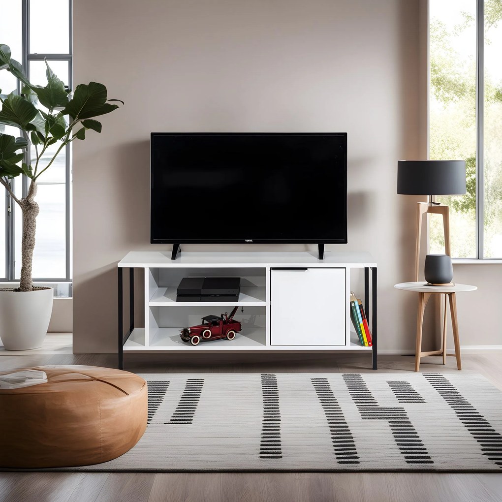 Móvel TV Bond – Branco/Preto – 120 cm x 48 cm x 35 cm