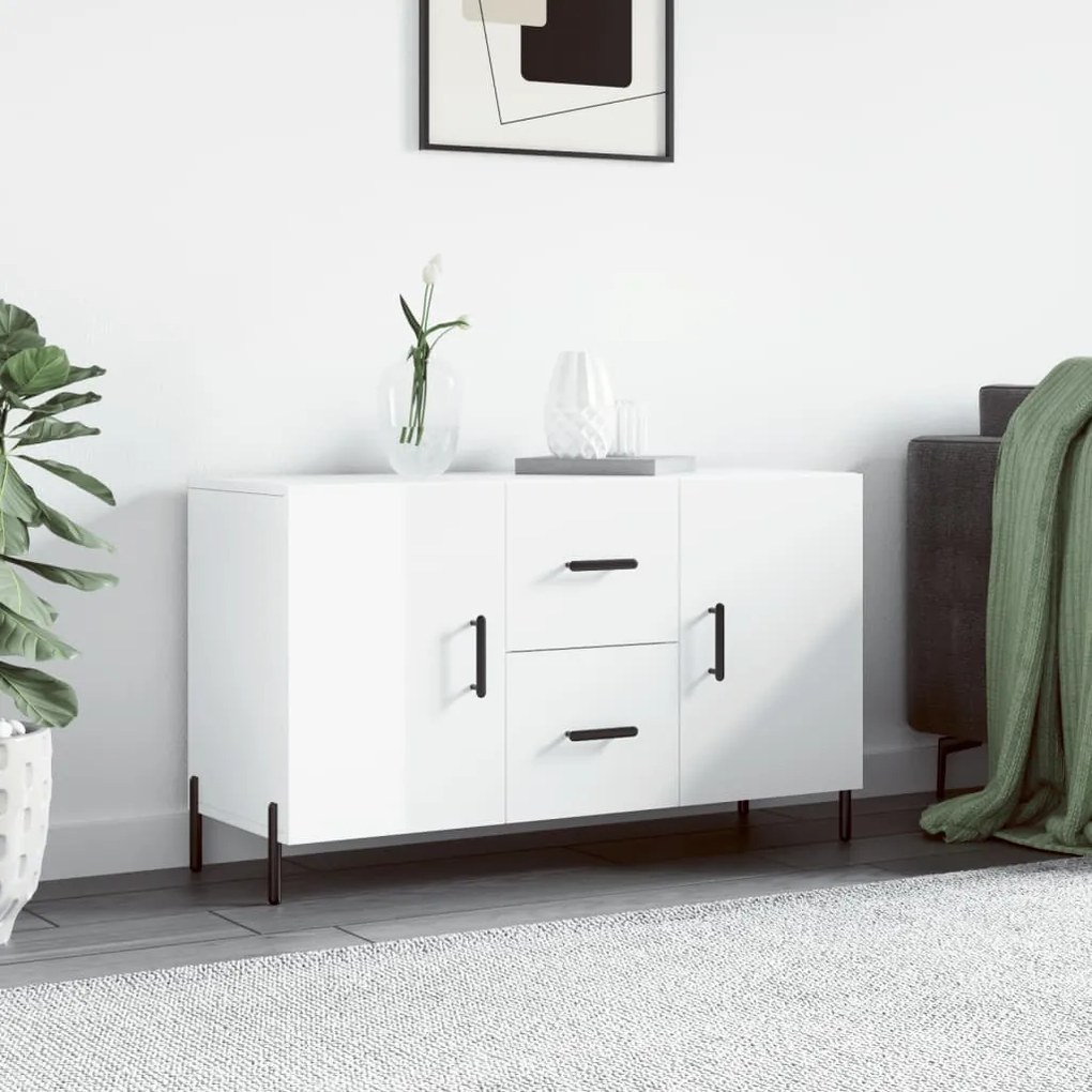 828182 vidaXL Aparador 100x36x60 cm derivados de madeira branco brilhante
